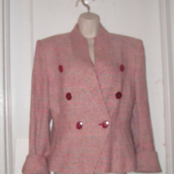 Dior Pink Red Turquoise Blue White Tweed Blazer